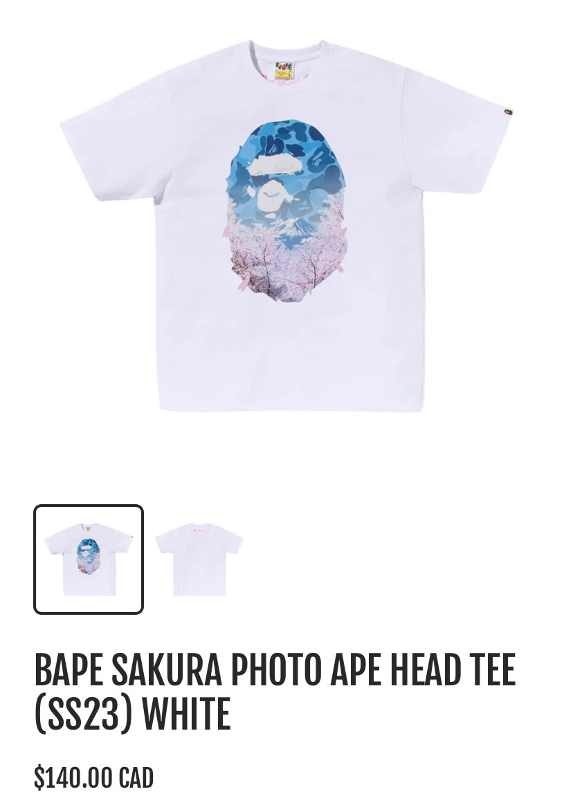 A bathing Ape T shirt size 3 XL available in store only shipping not available