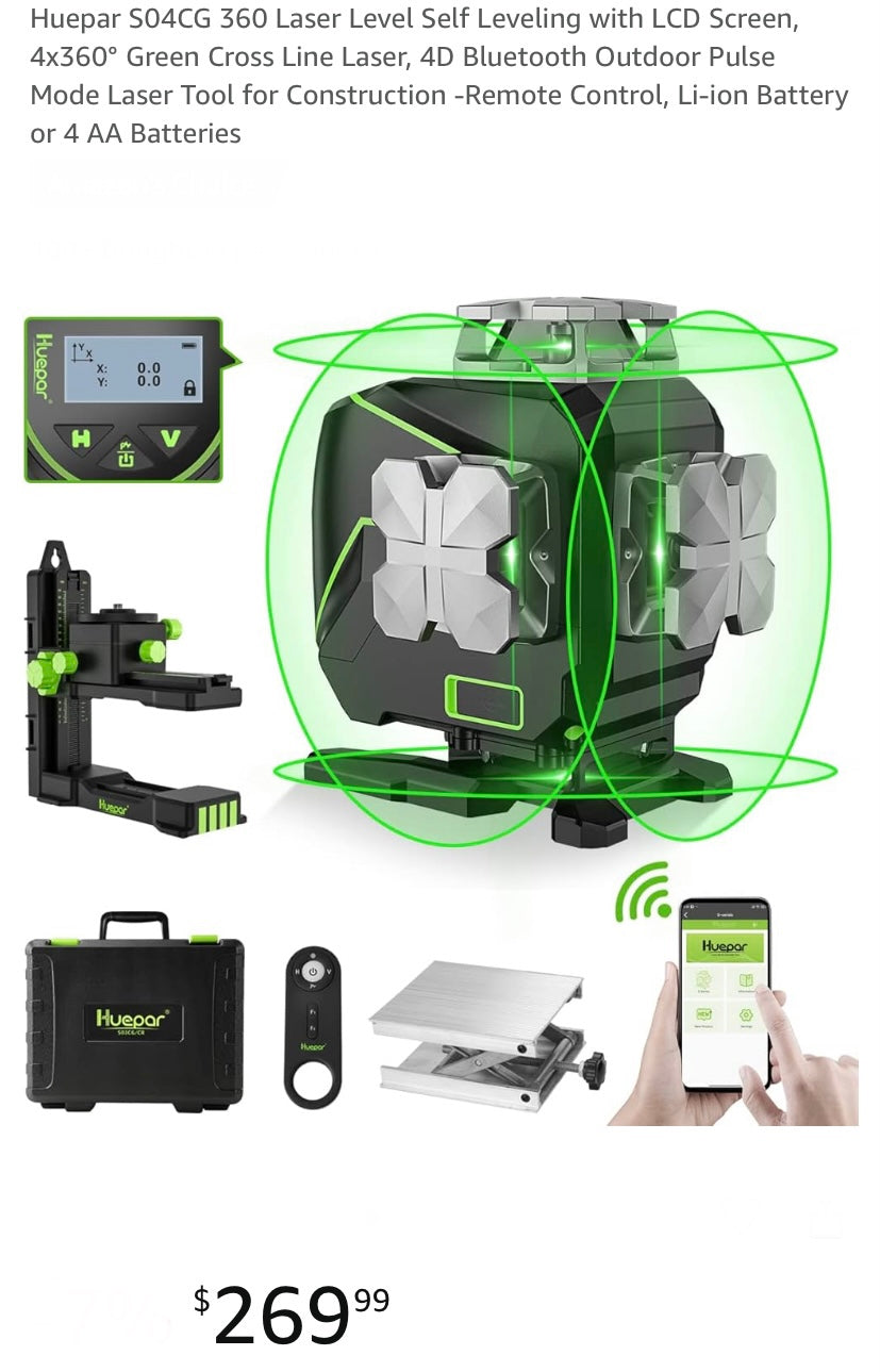 Laser level Huepar SO4CG/CR available in store pick up only shipping not available